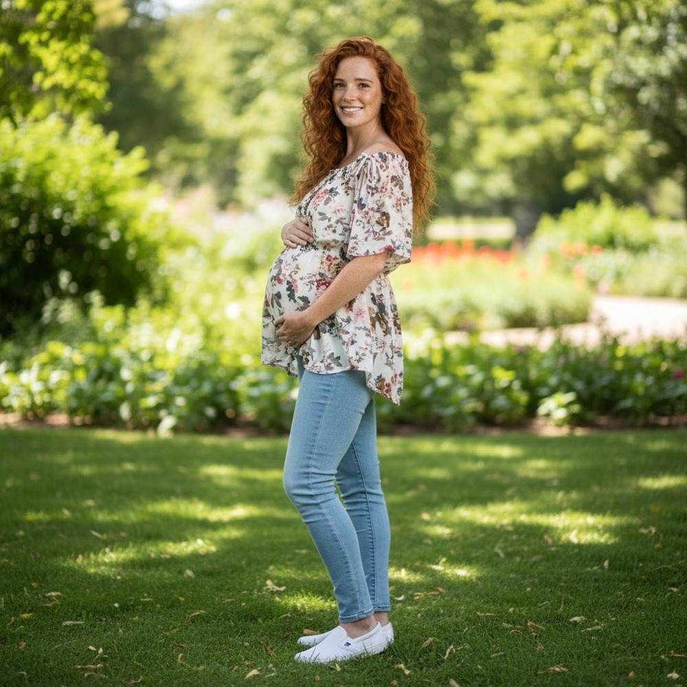 Sirenily Maternity Off Shoulder Floral Print Ruffle Tunic Top Blouseโ S